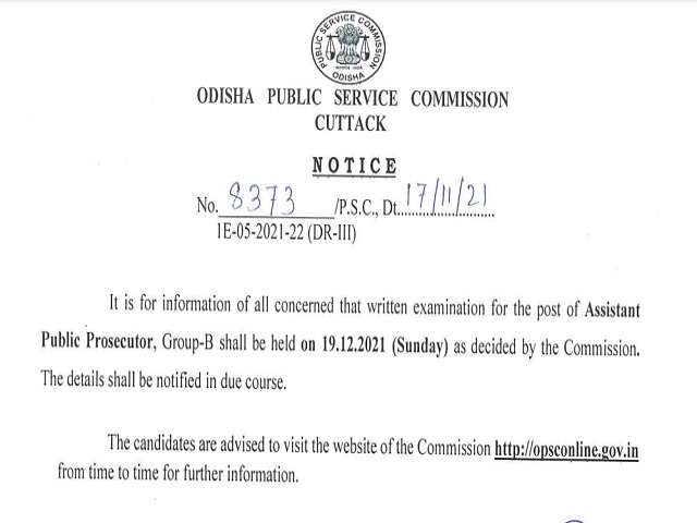 OPSC Written Exam Schedule 2021 Released for Assistant Public Prosecutor Post @opsc.gov.in, Download PDF